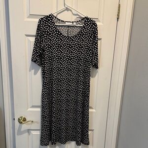 Susan Graver Black and White Dotted Midi Dress